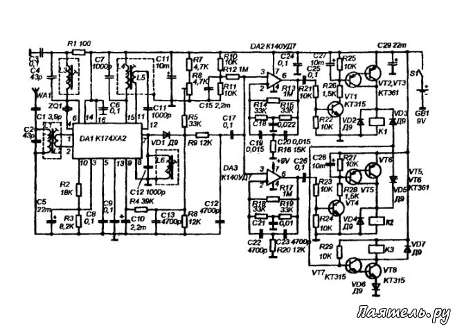 Приемник полякова на к174ха2 схема